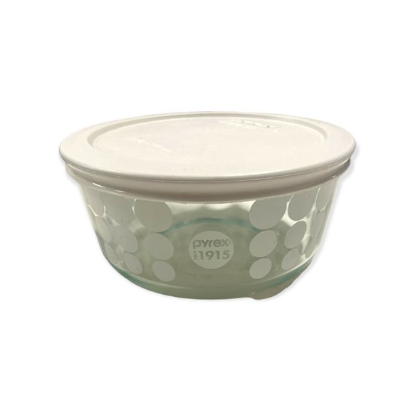 Pyrex Other - Pyrex 1915 White Polka Dot Clear Glass Bowl 1 Quart With Lid Anniversary Retro